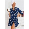 image:imageEkouaer Womens Satin Robes Short Silk Kimono Bath Robe with PocketsNavy Zebra