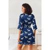 image:imageEkouaer Womens Satin Robes Short Silk Kimono Bath Robe with PocketsNavy Zebra