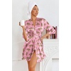 image:imageEkouaer Womens Satin Robes Short Silk Kimono Bath Robe with PocketsPink Cheetah