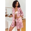 image:imageEkouaer Womens Satin Robes Short Silk Kimono Bath Robe with PocketsPink Cheetah