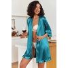 image:imageEkouaer Womens Satin Robes Short Silk Kimono Bath Robe with PocketsTeal