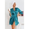 image:imageEkouaer Womens Satin Robes Short Silk Kimono Bath Robe with PocketsTeal
