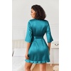 image:imageEkouaer Womens Satin Robes Short Silk Kimono Bath Robe with PocketsTeal