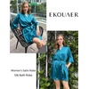 image:imageEkouaer Womens Satin Robes Short Silk Kimono Bath Robe with PocketsTeal