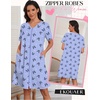 image:imageEkouaer Zipper Robes for Women Short Knit Lightweight Bathrobe with PocketsBlue Butterflies