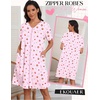image:imageEkouaer Zipper Robes for Women Short Knit Lightweight Bathrobe with PocketsCherry