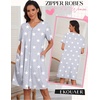image:imageEkouaer Zipper Robes for Women Short Knit Lightweight Bathrobe with PocketsGrey Star