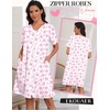 image:imageEkouaer Zipper Robes for Women Short Knit Lightweight Bathrobe with PocketsPink Bow