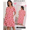 image:imageEkouaer Zipper Robes for Women Short Knit Lightweight Bathrobe with PocketsPink Strawberry