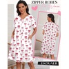 image:imageEkouaer Zipper Robes for Women Short Knit Lightweight Bathrobe with PocketsRed Bow Tie