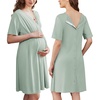 image:imageEkouaer Labor and Delivery Gown for Hospital V Neck Maternity Nursing DressCeladon Green