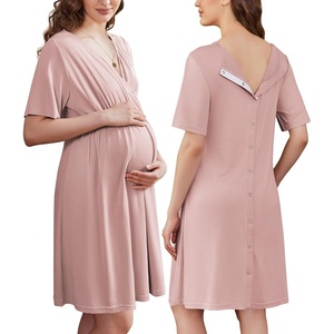 image:imageEkouaer Labor and Delivery Gown for Hospital V Neck Maternity Nursing DressMauve