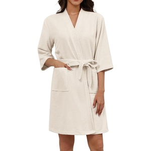 image:imageEkouaer Towel Robe for Women Terry Cloth Robes for Women Absorbent BathrobeCream