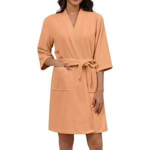 image:imageEkouaer Towel Robe for Women Terry Cloth Robes for Women Absorbent BathrobeSoft Orange