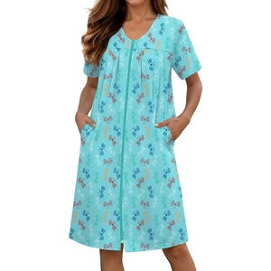image:imageEkouaer Zipper Robes for Women Short Knit Lightweight Bathrobe with PocketsLight Blue Butterfly