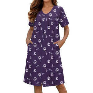 image:imageEkouaer Zipper Robes for Women Short Knit Lightweight Bathrobe with PocketsMoon