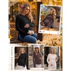 image:image3 Pack Women Maternity Shirts Long Sleeve Pregnancy Tops with Thumb HoleBlackBrownBeige