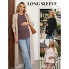 image:image3 Pack Women Maternity Shirts Long Sleeve Pregnancy Tops with Thumb HoleBlackBrownBeige