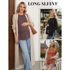 image:image3 Pack Women Maternity Shirts Long Sleeve Pregnancy Tops with Thumb HoleBlackBrownCaramel
