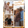 image:image3 Pack Women Maternity Shirts Long Sleeve Pregnancy Tops with Thumb HoleBlackBrownKhaki