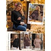 image:image3 Pack Women Maternity Shirts Long Sleeve Pregnancy Tops with Thumb HoleBlackBrownKhaki