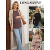 image:image3 Pack Women Maternity Shirts Long Sleeve Pregnancy Tops with Thumb HoleBlackBrownKhaki