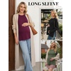 image:image3 Pack Women Maternity Shirts Long Sleeve Pregnancy Tops with Thumb HoleBlackDark RedArmy Green