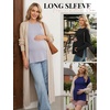 image:image3 Pack Women Maternity Shirts Long Sleeve Pregnancy Tops with Thumb HoleBlackNavy BlueLight Grey