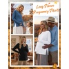 image:image3 Pack Women Maternity Shirts Long Sleeve Pregnancy Tops with Thumb HoleBlackWhiteBlue