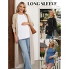image:image3 Pack Women Maternity Shirts Long Sleeve Pregnancy Tops with Thumb HoleBlackWhiteBlue