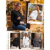 image:image3 Pack Women Maternity Shirts Long Sleeve Pregnancy Tops with Thumb HoleBlackWhiteDeep Grey