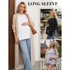 image:image3 Pack Women Maternity Shirts Long Sleeve Pregnancy Tops with Thumb HoleBlackWhiteLight Grey