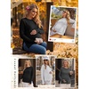 image:image3 Pack Women Maternity Shirts Long Sleeve Pregnancy Tops with Thumb HoleDeep Army GreenBlackStripeblack  White