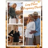 image:image3 Pack Women Maternity Shirts Long Sleeve Pregnancy Tops with Thumb HoleDeep Army GreenBlackStripeblack  White