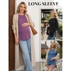 image:image3 Pack Women Maternity Shirts Long Sleeve Pregnancy Tops with Thumb HolePurplishredBlueBlack