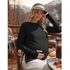 image:image3 Pack Women Maternity Shirts Long Sleeve Pregnancy Tops with Thumb HolePurplishredBlueBlack