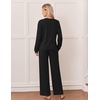 image:imageEkouaer Lounge Sets for Women Long Sleeve 2 Piece Pajamas Set with PocketsBlack