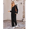 image:imageEkouaer Lounge Sets for Women Long Sleeve 2 Piece Pajamas Set with PocketsBlack