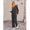 image:imageEkouaer Lounge Sets for Women Long Sleeve 2 Piece Pajamas Set with PocketsBlack White Stripe