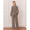 image:imageEkouaer Lounge Sets for Women Long Sleeve 2 Piece Pajamas Set with PocketsBrown