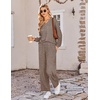 image:imageEkouaer Lounge Sets for Women Long Sleeve 2 Piece Pajamas Set with PocketsBrown