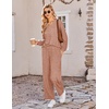 image:imageEkouaer Lounge Sets for Women Long Sleeve 2 Piece Pajamas Set with PocketsCaramel