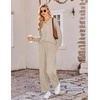 image:imageEkouaer Lounge Sets for Women Long Sleeve 2 Piece Pajamas Set with PocketsKhaki