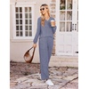 image:imageEkouaer Lounge Sets for Women Long Sleeve 2 Piece Pajamas Set with PocketsNavy Blue