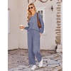 image:imageEkouaer Lounge Sets for Women Long Sleeve 2 Piece Pajamas Set with PocketsNavy Blue