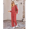 image:imageEkouaer Lounge Sets for Women Long Sleeve 2 Piece Pajamas Set with PocketsRed White Stripe