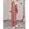 image:imageEkouaer Lounge Sets for Women Long Sleeve 2 Piece Pajamas Set with PocketsWine Red
