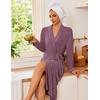 image:imageEkouaer Robes for Women Long Knit Bathrobe Soft Lightweight Kimono RobesMaroon