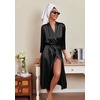 image:imageEkouaer Silk Robes for Women Long Satin Bride Bridesmaid Robe with PocketsBlack
