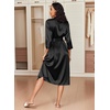image:imageEkouaer Silk Robes for Women Long Satin Bride Bridesmaid Robe with PocketsBlack